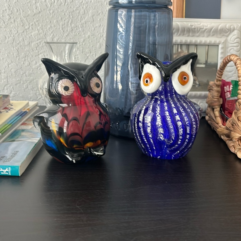 Dale Tiffany Glass Owl Figurines